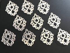Silver Mirror Mandala Tassel Connector, Focal point for tassel necklaces, silver connector bead, 2 hole laser cut tassel bead long statement