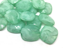 Creamy mint Beads, Oval Faceted 31mm acrylic beads, chunky necklace, craft supplies, wire bangle beads, jewelry making, green jewelry