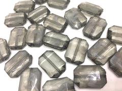Gray creamy rectangle 32mm big acrylic beads, gray chunky craft supplies, gray wire bangle, jewelry making, gray statement necklace