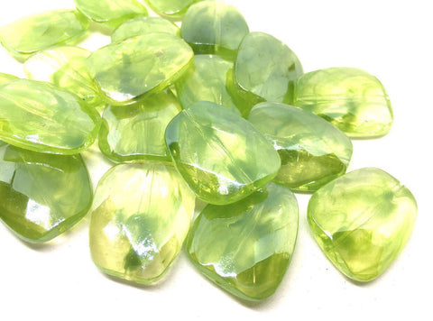 Green & Clear Large Translucent Beads, Faceted Nugget Bead, crystal bead, 30mm bead, clear beads, translucent beads, bangle beads green bead
