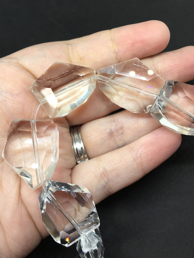 26mm Glass Crystal in Diamond clear, faceted crystals jewelry
