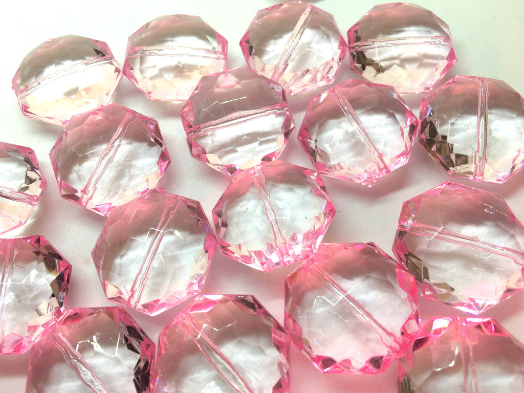 Light Pink Octagon Beads, pink faceted acrylic beads, pink bangle beads, pink bracelet beads, blush pink jewelry