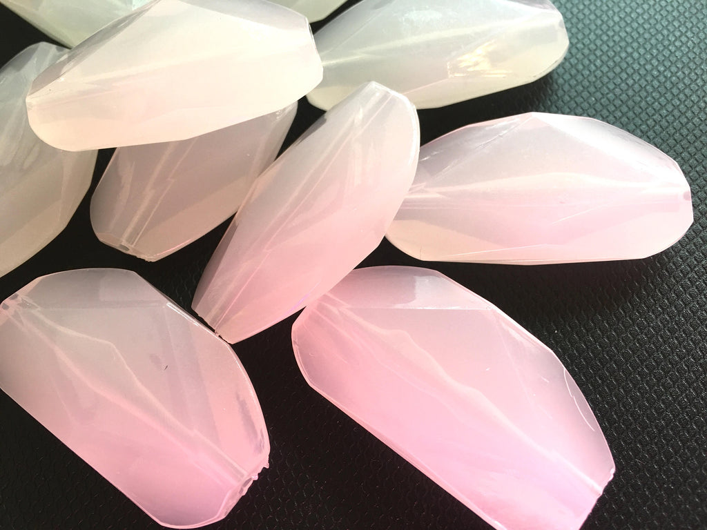 Large White Gem Stone Beads - Acrylic Beads that look like stained glass for Jewelry Making-Necklaces Bracelet or Earrings 45x25mm Stone