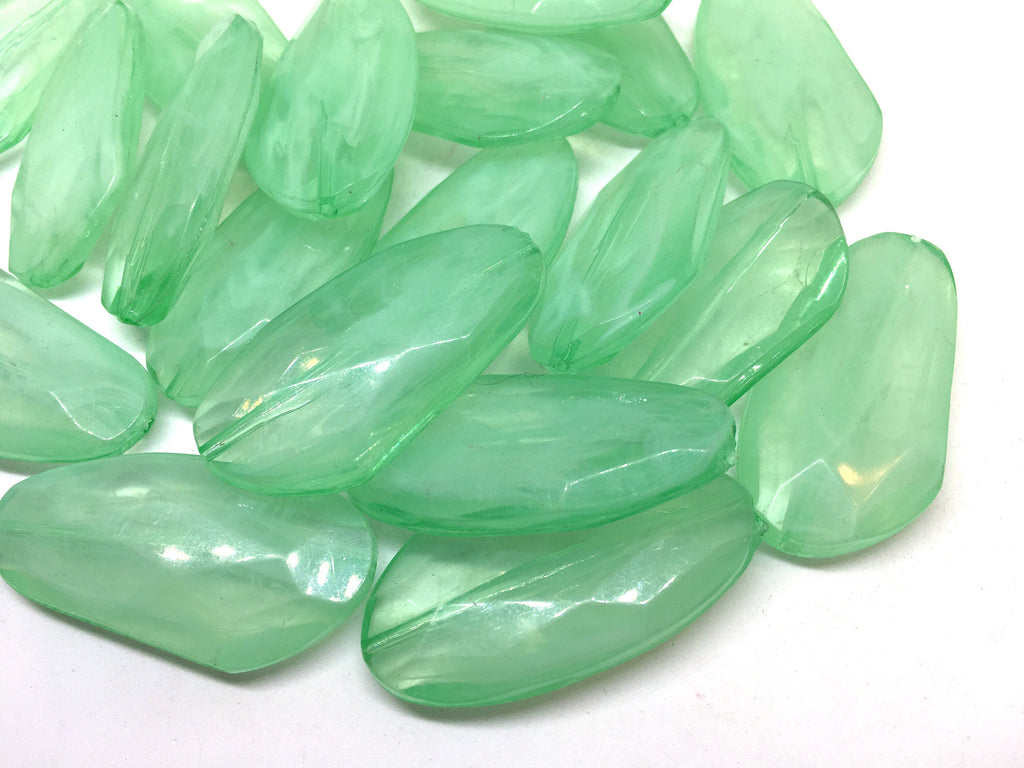 Large MINT GREEN Gem Stone Beads, SUNSET Collection, Acrylic faux stained glass jewelry Making, Necklaces, Bracelets or Earrings, green bead