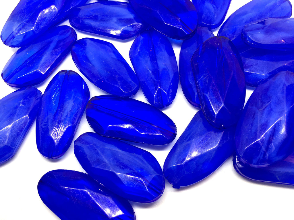 Large ROYAL BLUE Gem Stone Beads, SUNSET Collection, Acrylic faux stained glass jewelry Making, Necklaces, Bracelets or Earrings, blue beads