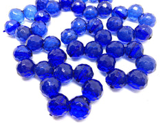 Royal Blue Bubble Large Translucent Beads, Faceted round Bead, crystal bead, 36mm bead, clear beads, translucent beads, bangle beads, navy