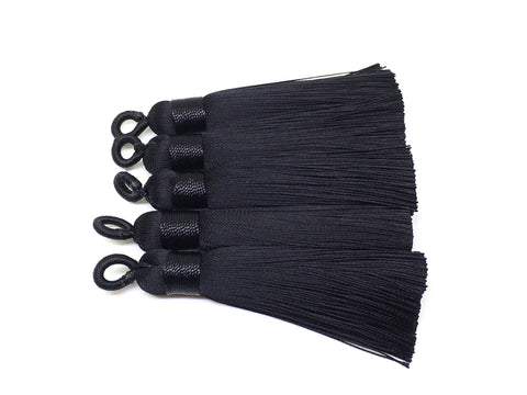 Black Tassels, tassel earrings, Silk Tassels, 2.5 Inch 65mm Tassel, black jewelry, tassel necklace, black necklace, long black tassel neckla