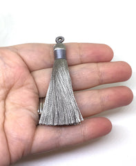 Gray Tassels, tassel earrings, Silk Tassels, 2.5 Inch 65mm Tassel, gray jewelry, tassel necklace, gray necklace, long gray tassel necklace