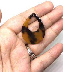 Tortoise Shell Beads, Teardrop shape acrylic 39mm Long Earring or Necklace pendant bead, one hole at top, colorful acrylic tortoise shell