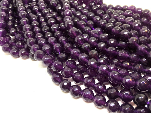 8mm eggplant purple Agate faceted Glass round Beads, jewelry Making beads, Wire Bangles, long necklaces, tassel necklace, purple gemstones