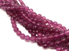 8mm magenta pink Agate faceted Glass round Beads, jewelry Making beads, Wire Bangles, long necklaces, tassel necklace, pink gemstones magent