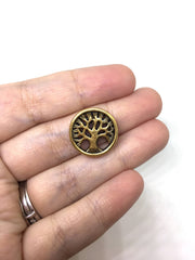 Gold Tree of Life Medallion beads, 18mm Beads, circular acrylic beads, bracelet necklace earrings, jewelry making, bangle beads, gold