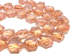 24mm Glass Crystal in coral, faceted crystals for jewelry creation, bangle making beads, peach crystals, peach beads, glass coral jewelry