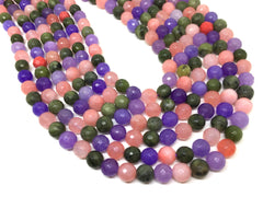 8mm Candy Pink Agate faceted Glass round Beads, jewelry Making beads, Wire Bangles, long necklaces, tassel necklace, purple pink green gems
