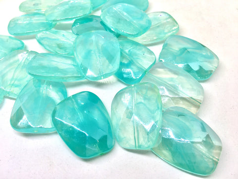 Teal & Clear Large Translucent Beads, Faceted Nugget Bead, crystal bead, 30mm bead, clear beads, translucent beads, bangle beads