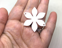 White 37mm Flower 2 Hole Acrylic Beads, Acrylic cut outs, acrylic blanks, Jewelry Making tassel Necklaces, Bracelets Earrings, wire bangle