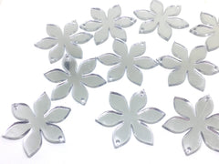 Silver Mirror 37mm Flower 2 Hole Acrylic Beads, Acrylic cut outs, acrylic blanks, Jewelry Making tassel Necklaces, wire Bracelets Earrings