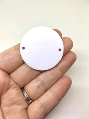 White Acrylic Blanks, 2 Hole Acrylic Disc, 1.5&quot; Across, 38mm, 2 Holes for Bangle Making, Necklace or Keychain, Jewelry Making, white tassel