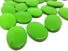 Apple Green Large Acrylic Beads, oval 36mm beads, craft supplies, bangle bracelets or necklaces, wire bangle, green jewelry lime bracelet