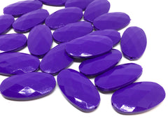 Purple Faceted Large Acrylic Beads, oval 36mm beads, craft supplies, bangle bracelets or necklaces, wire bangle, purple jewelry violet