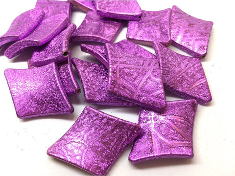 Purple diamond shaped texture beads, 38mm beads, purple beads, textured purple large beads, purple jewelry, purple necklace, rhombus beads