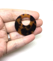 Tortoise Shell Acrylic Blanks Cutout, Circle blanks, earring bead jewelry making, 35mm circle jewelry, 1 Hole circle bangle, brown pendant