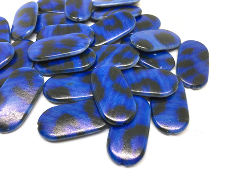 Blue cheetah print Beads, 30mm Beads, big acrylic beads, bracelet necklace earrings, jewelry making, acrylic bangle bead, animal print