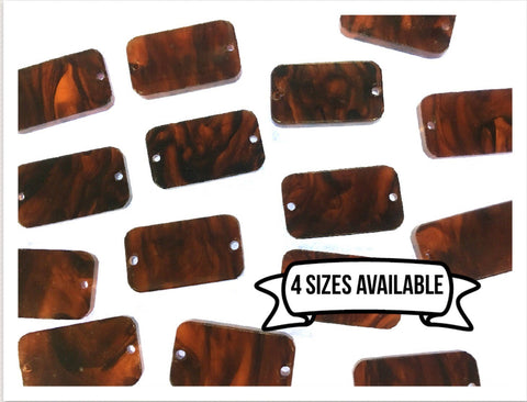 Tortoise Shell Acrylic Blanks Cutout with 2 Holes, earring bead jewelry making, tortoise jewelry, tortoise shell rectangle bangle earrings