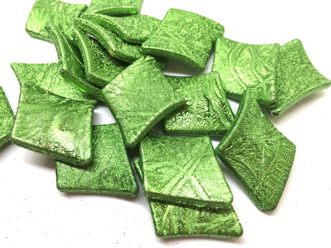 Green diamond shaped texture beads, 38mm beads, green beads, textured green large beads, green jewelry, green necklace, rhombus beads