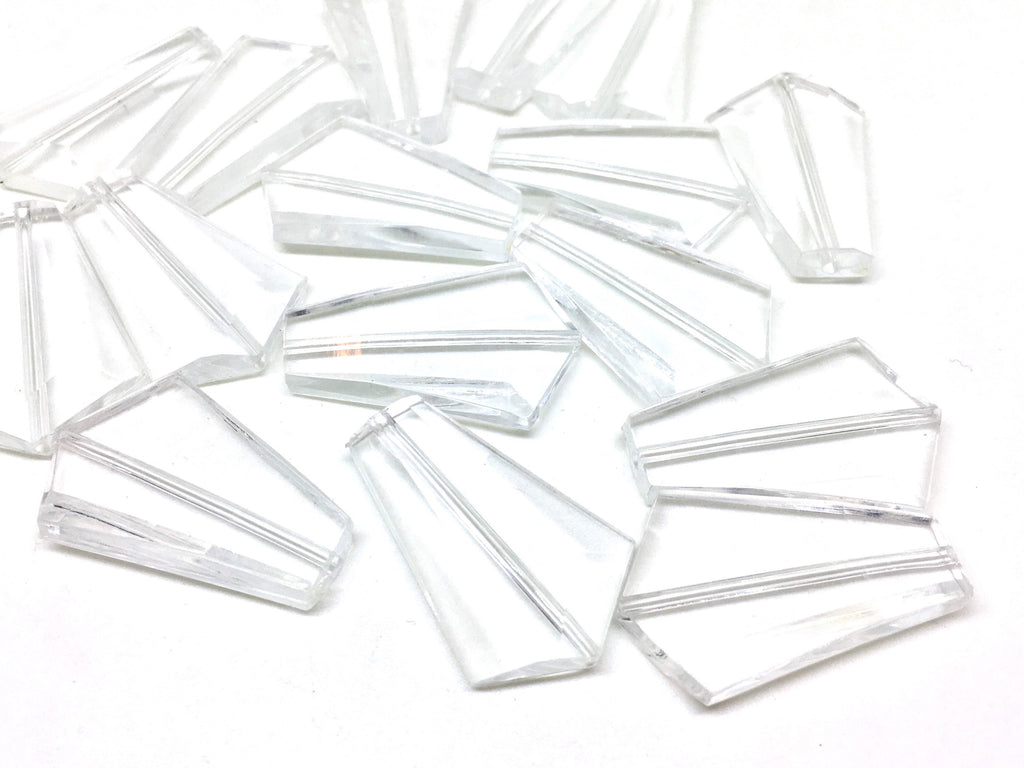 Pointed Large Clear Beads, 36mm slab nugget beads, acrylic jumbo translucent craft supplies, resin clear bangle bracelet necklace jewelry
