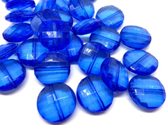 Royal Blue Large Translucent Beads, 21mm Faceted circle round Bead, Jewelry Making, Wire Bangles, dark blue beads, royal blue jewelry