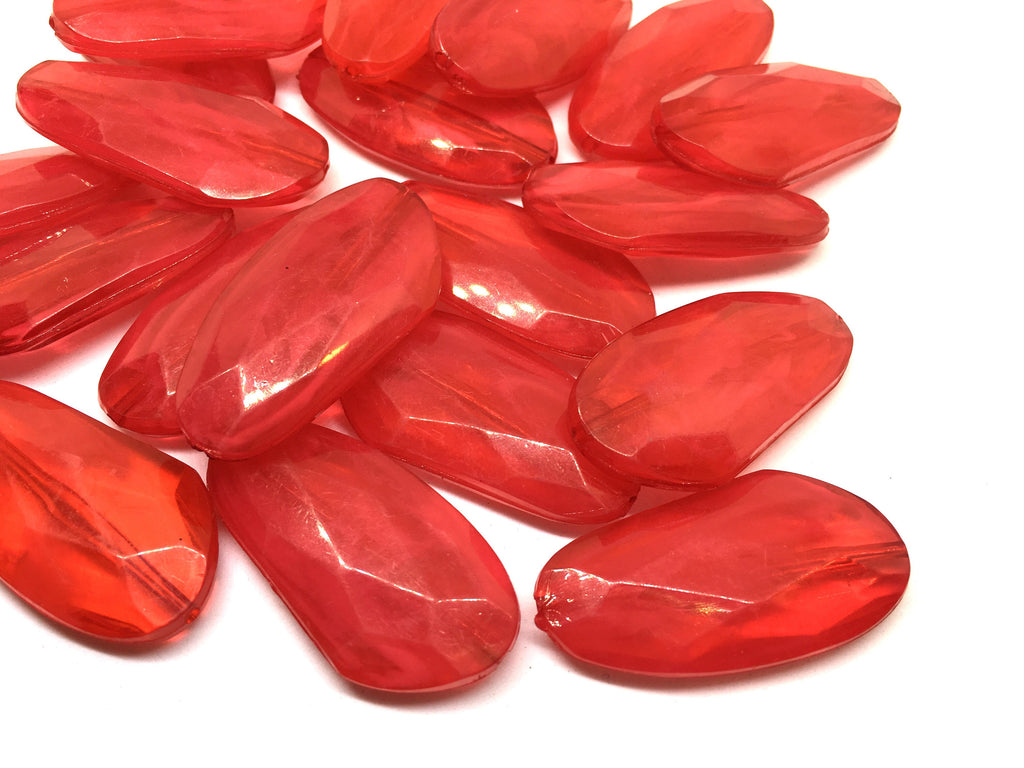 Large RED Gem Stone Beads, SUNSET Collection, Acrylic faux stained glass jewelry Making, Necklaces, Bracelets or Earrings, red beads