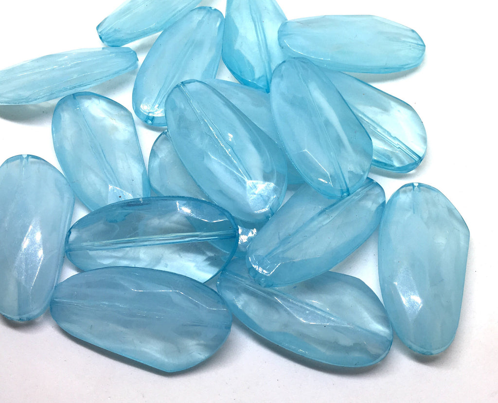 Large POOL BLUE Gem Stone Beads, SUNSET Collection, Acrylic faux stained glass jewelry Making, Necklaces, Bracelets or Earrings, blue beads
