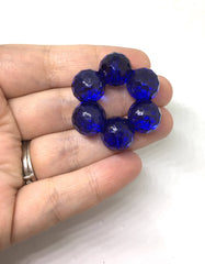 Royal Blue Bubble Large Translucent Beads, Faceted round Bead, crystal bead, 36mm bead, clear beads, translucent beads, bangle beads, navy