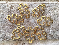 Gold Puzzle Piece Autism Jewelry Charm, 30mm charm bracelet, necklace charm Bangle Beads, Jewelry Making, statement necklace wire bracelet