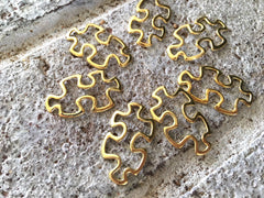 Gold Puzzle Piece Autism Jewelry Charm, 30mm charm bracelet, necklace charm Bangle Beads, Jewelry Making, statement necklace wire bracelet