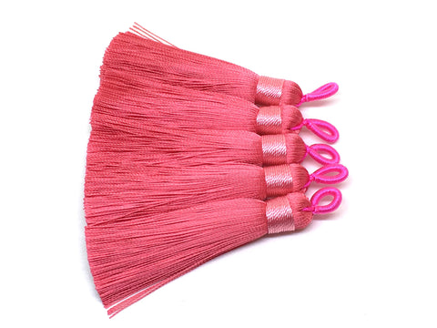 Coral Tassels, tassel earrings, Silk Tassels, 2.5 Inch 65mm Tassel, coral jewelry, tassel necklace, coral necklace, long coral tassel pink