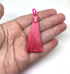 Coral Tassels, tassel earrings, Silk Tassels, 2.5 Inch 65mm Tassel, coral jewelry, tassel necklace, coral necklace, long coral tassel pink