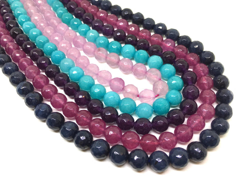 8mm multi color Agate faceted Glass round Beads, jewelry Making beads, Wire Bangles, long necklaces, tassel necklace, rainbow gemstones