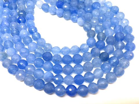 8mm Sky Blue Agate faceted Glass round Beads, jewelry Making beads, Wire Bangles, long necklaces, tassel necklace, light blue gemstone