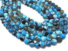 8mm Gray & Blue Agate faceted Glass round Beads, jewelry Making beads, Wire Bangles, long necklaces, tassel necklace, blue spotted gemstone