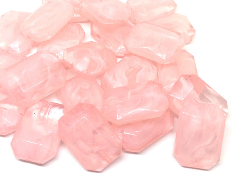 Blush Pink creamy rectangle 32mm big acrylic beads, pink chunky craft supplies, pink bangle, jewelry making, statement necklace, light pink