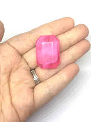 Hot Pink creamy rectangle 32mm big acrylic beads, pink chunky craft supplies, pink bangle, jewelry making, statement necklace, hot pink