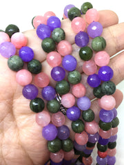 8mm Candy Pink Agate faceted Glass round Beads, jewelry Making beads, Wire Bangles, long necklaces, tassel necklace, purple pink green gems