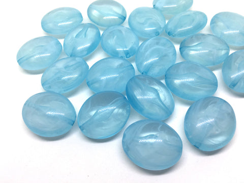 Pool Blue Oval Beads, 25mm Chunky Beads, big acrylic beads, bracelet necklace earrings, jewelry making, acrylic bangle bead, blue beads