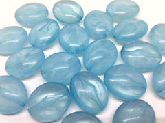 Pool Blue Oval Beads, 25mm Chunky Beads, big acrylic beads, bracelet necklace earrings, jewelry making, acrylic bangle bead, blue beads