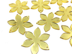 Gold Mirror 37mm Flower 2 Hole Acrylic Beads, Acrylic cut outs, acrylic blanks, Jewelry Making tassel Necklaces, wire Bracelets Earrings