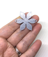Silver Glitter 37mm Flower 2 Hole Acrylic Beads, Acrylic cut outs, acrylic blanks, Jewelry Making tassel Necklaces, wire Bracelets Earrings