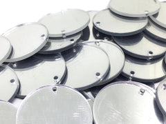 Silver Mirror Acrylic Blanks, 2 Hole Acrylic Disc, 1.5&quot; Across, 38mm, 2 Holes for Bangle Making, Necklace or Keychain, Jewelry Making tassel