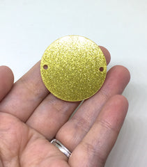Gold glitter Acrylic Blanks, 2 Hole Acrylic Disc, 1.5&quot; Across, 38mm, 2 Holes for Bangle Making, Necklace or Keychain, Jewelry Making, tassel